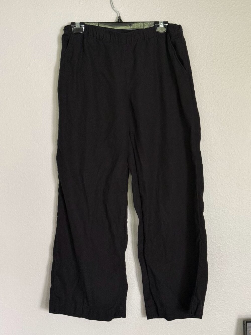 Caslon Nordstrom Black Wide-Leg Pull-On Linen Blend Pants – Style CN449606MI